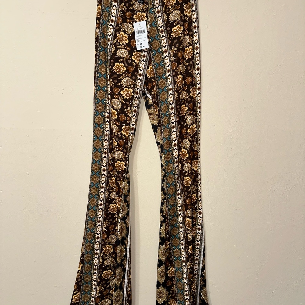 Floral Patterned Flare Pants